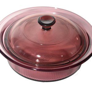 Vintage Cranberry vision cookware V-30-B ( Corning USA) 24oz - 750mL w/ Lid V1C